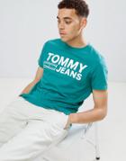 Tommy Jeans Essential Logo T-shirt In Dark Turquoise - Green