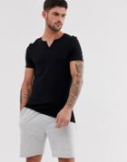 Asos Design Organic Muscle Fit T-shirt With Raw Notch Neck In Black - Black