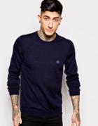 Pretty Green Sweater In Merino Wool - Navy