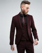 Noose & Monkey Super Skinny Harris Tweed Jacket - Red