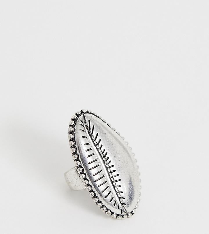 Sacred Hawk Silver Conch Shell Statement Ring - Silver