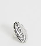 Sacred Hawk Silver Conch Shell Statement Ring - Silver