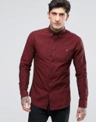 Farah Oxford Shirt With Black Weft In Slim Fit Port - Red