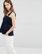 Waven Elise Overall Top With Raw Hem - Blue