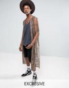 Reclaimed Vintage Inspired Kimono In Brown Stripe In Reg Fit - Brown