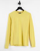 Asos Design Long Sleeve Muscle Fit T-shirt In Yellow