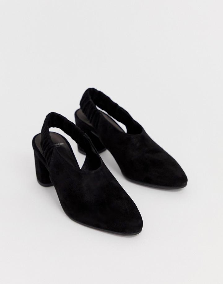 Vagabond Tracy Black Suede Slingback Block Heeled Shoes - Black