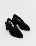 Vagabond Tracy Black Suede Slingback Block Heeled Shoes - Black
