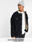 Asos Design Oversized Cord Western Jacket With Sherpa Lining And Collar In Black-blue