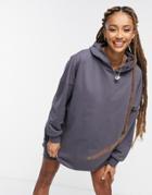 Asos Design Hoodie Sweatshirt Dress In Gray-brown
