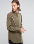 Asos Over The Head Denim Shirt In Green In Regular Fit - Green