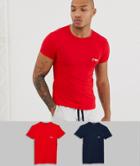 Emporio Armani 2 Pack Logo Lounge T-shirt In Navy/red - Navy