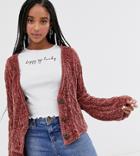 Wild Honey Chunky Cropped Cardigan-red