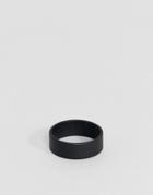 Asos Plain Band Pinky Ring In Matte Black - Black