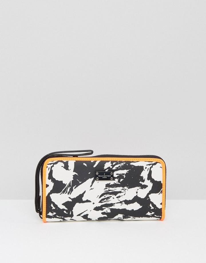 Pauls Boutique Zip Around Wallet In Marble Print - Multi
