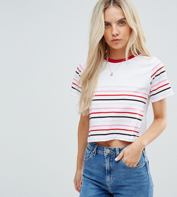 Asos Petite Exclusive Crop Top In Cutabout Stripe - Multi