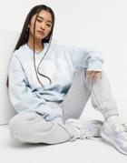 Weekday Pam Organic Cotton Oversized Sweatshirt With Embroidered Slogan In Light Blue-multi