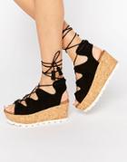 Carvela Kooper Suede Ghillie Wedge Sandal - Black