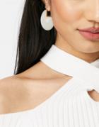 Asos Design Hoop Earrings With Resin Agate Crystal Slice In Gold Tone