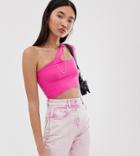 Collusion One Shoulder Cut Out Crop Top - Purple