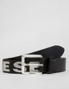 Diesel B-bold Logo Leather Belt - Black