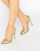 Little Mistress Lucy Cut Out Point Pumps - Gold