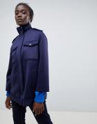 Asos Design Scuba Pocket Detailed Jacket - Blue