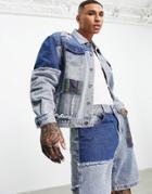 Liquor N Poker 90s Oversized Patchwork Denim Jacket In Blue - Part Of A Set-blues