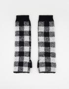 Boardmans Knitted Check Long Armwarmer Gloves In Black