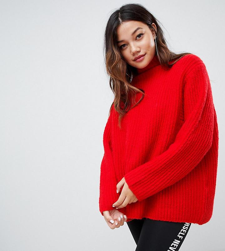 Bershka Chunky Ribbed Knit Roll Neck Sweater