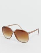 Asos Design Angular 70's Oversized Sunglasses - Beige