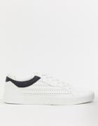 Pull & Bear Sneaker With Detail In White - White