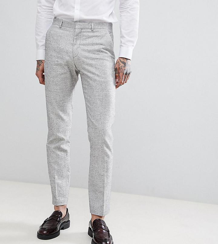 Heart & Dagger Slim Wedding Suit Pants In Linen Texture - Gray