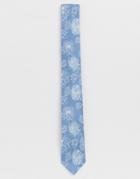 Twisted Tailor Blue Tie With Floral Print