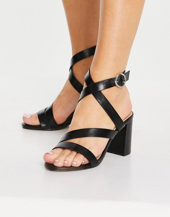 Office Maroon Strappy Black Heel Sandals In Black