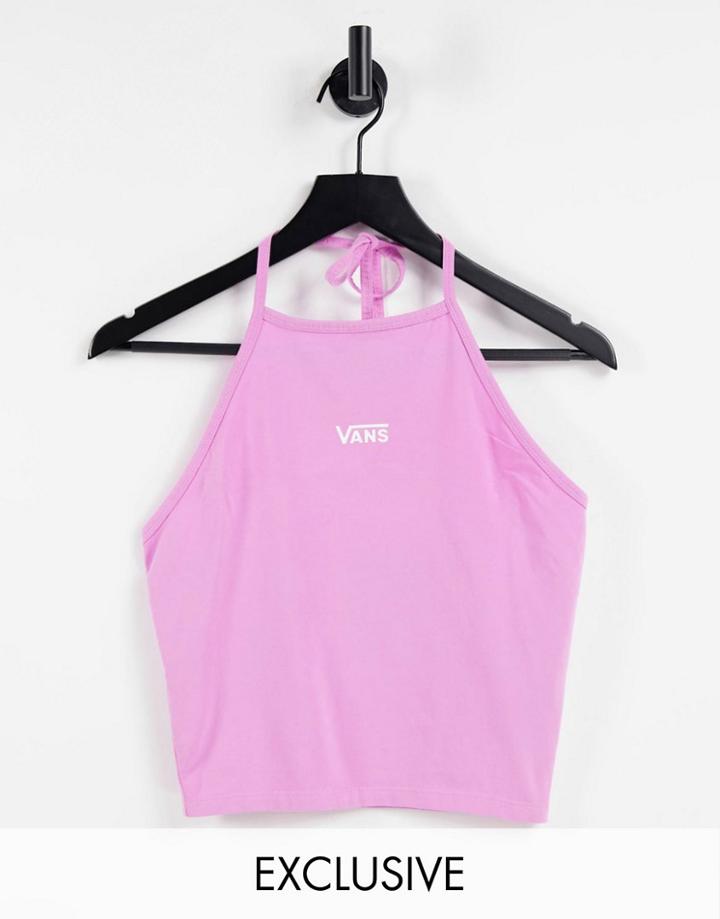 Vans Logo Halterneck Top In Pink Exclusive At Asos
