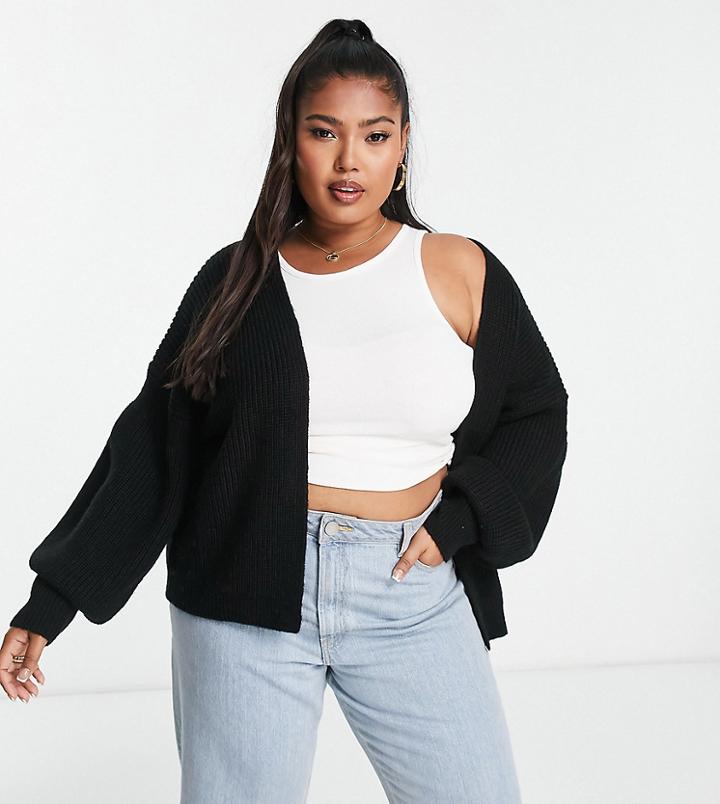 Asos Design Curve Edge To Edge Cardigan In Black