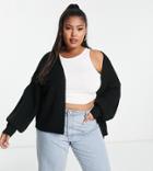 Asos Design Curve Edge To Edge Cardigan In Black