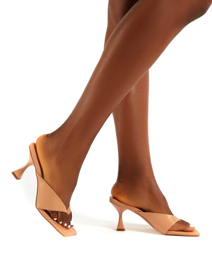 Public Desire Harlie Mules In Beige-neutral