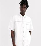 Noak Denim Shirt In Ecru With Contrast Stitch-white