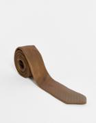 Asos Design Noak Slim Tie In Bronze Brown Crosshatch
