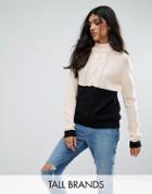 Noisy May Tall Contrast Cable Knit Sweater - Cream