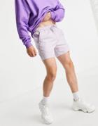 Asos Design Slim Chino Shorts With Elasticated Waist In Lilac-purple