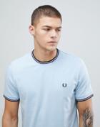 Fred Perry Twin Tipped T-shirt In Light Blue - Blue