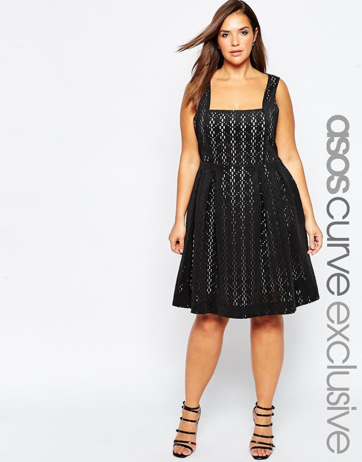 Asos Curve Debutante Dress In Laser Cut - Black
