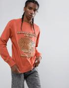 Maharishi Embroidered Crouching Tiger Crew Neck Sweatshirt - Orange