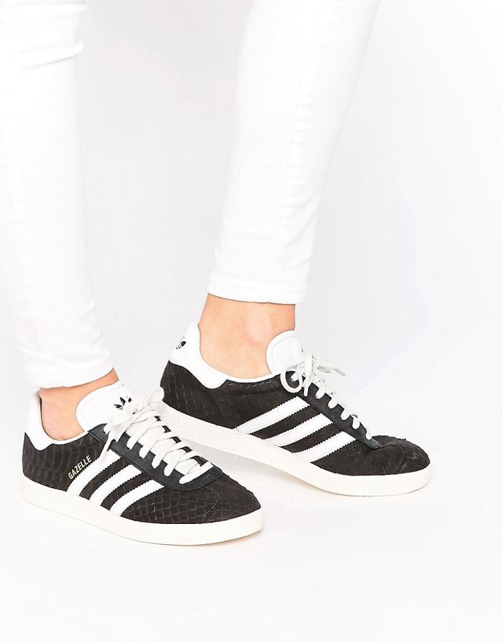 Adidas Originals Black Faux Snake Gazelle Trainers - Black