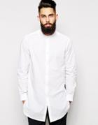 Asos Shirt In Super Longline With Grandad Collar - White