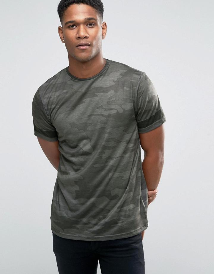 New Look Camo T-shirt With Sleeve Print In Gray - Gray