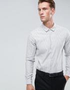 Asos Smart Stretch Slim Twill Stripe Shirt In Navy - Navy